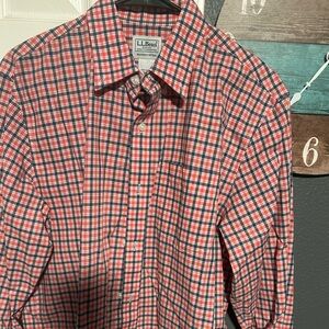 L.L. Bean Men's Red and Blue Checkered Shirt
